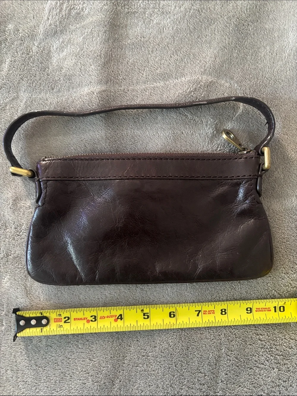 Marc by Marc Jacobs Dark Brown Leather Wristlet with Gold-Tone Turn Lock
